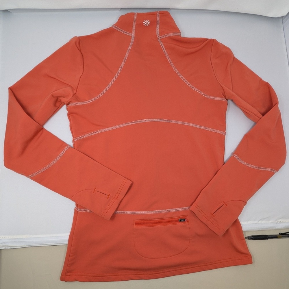 Athleta Orange Zip Up Jacket Athletic Track Top Thumbholes Women's XS - Picture 2 of 8